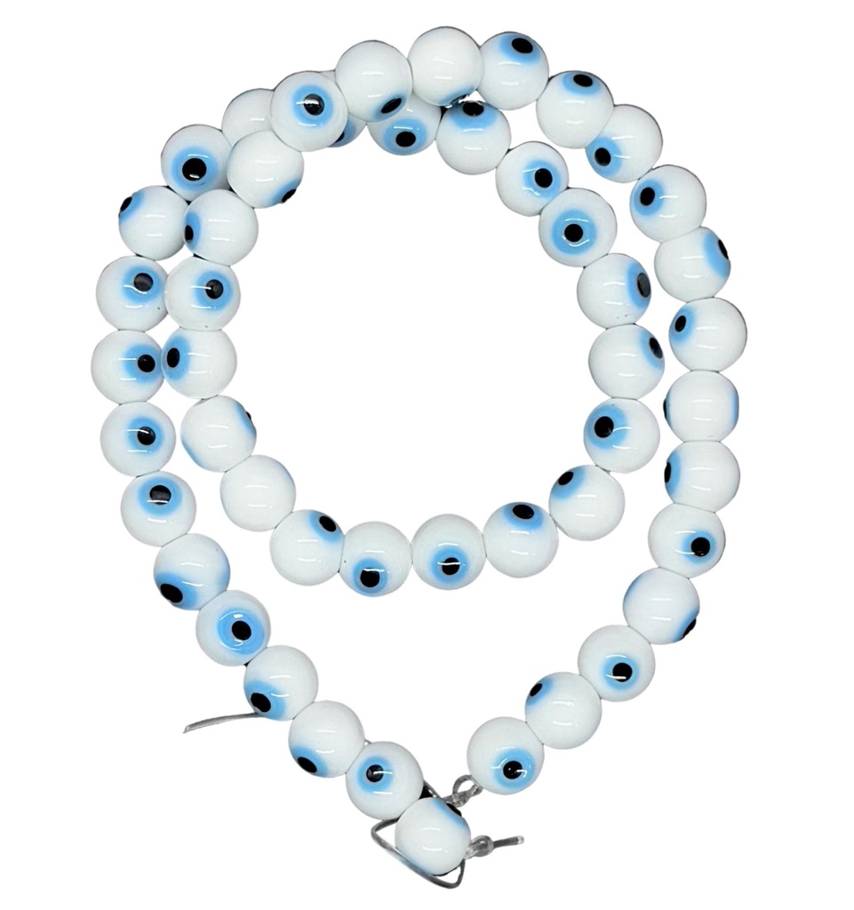 Ojos turcos vidrio bolita 8mm blanco 