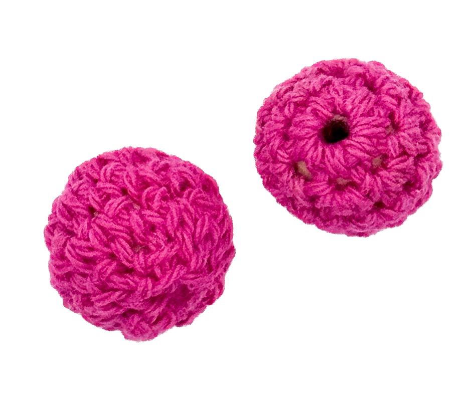 Bolitas 14mm tejidas crochet fucsia x 2 un 