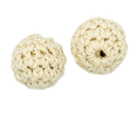 Bolitas 14mm tejidas crochet beige x 2 un  