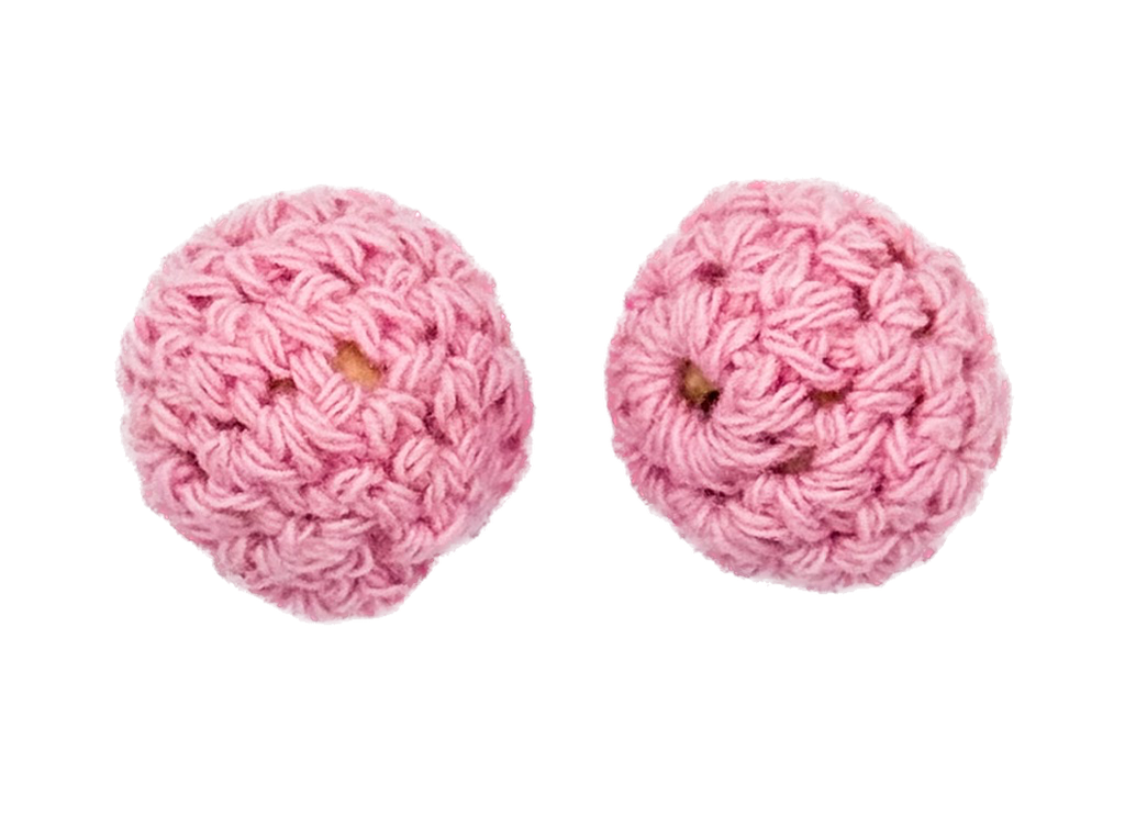 Bolitas 14mm tejidas crochet rosa x 2 un 