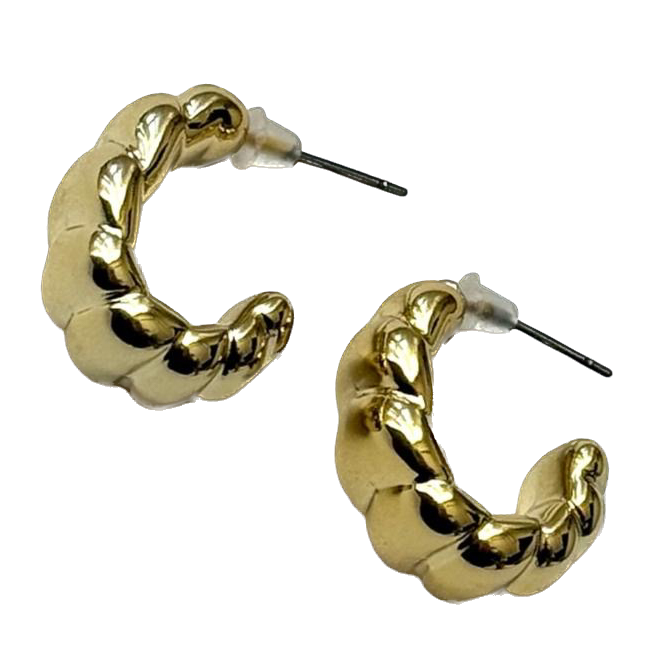 Aro CCB con base de acero labrado dorado x par  