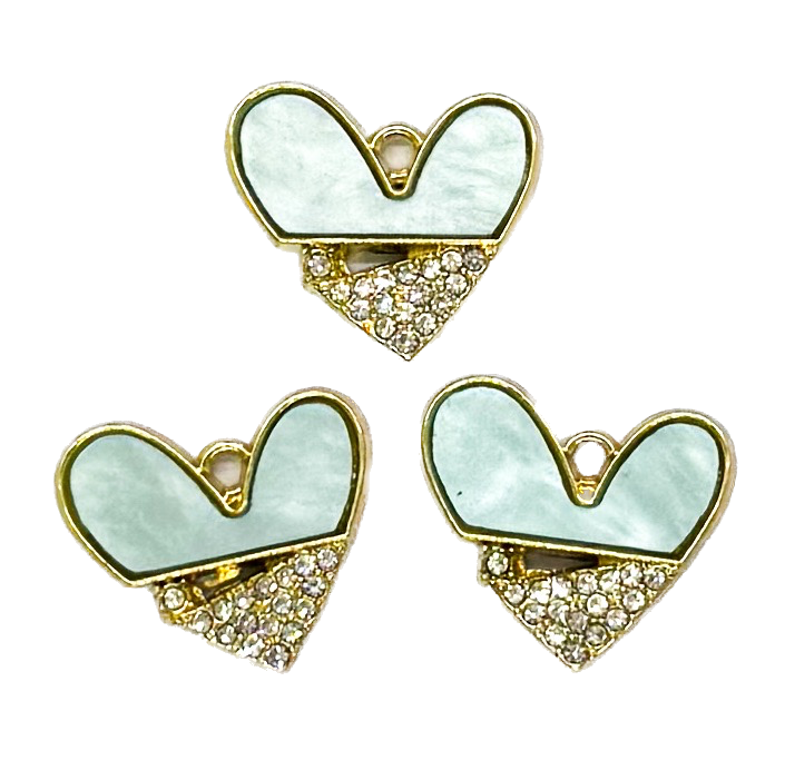 Dije esmaltado gold corazón c/strass x 1 un.  