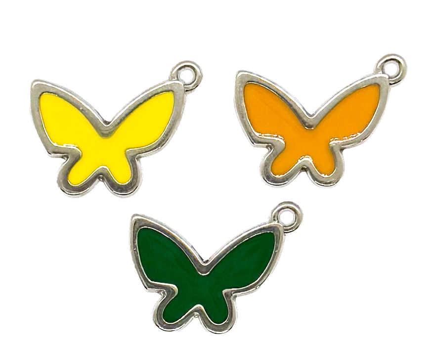 Dije esmaltado niquel mariposa color x 1 un