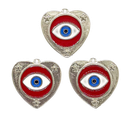 Dije esmaltado niquel corazón ojo turco rojo #1  x 1un.