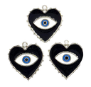 Dije esmaltado niquel corazón ojo turco negro #2 x 1un.  