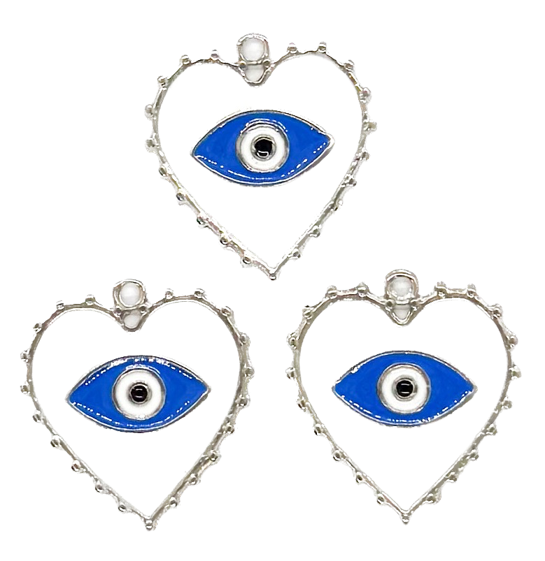 Dije esmaltado niquel corazón ojo turco blanco #2 x 1un.   