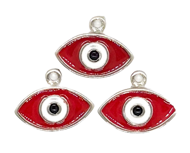 Dije esmaltado niquel ojo turco rojo x 1un. 