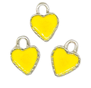 Dije esmaltado niquel corazón amarillo x 1un.   