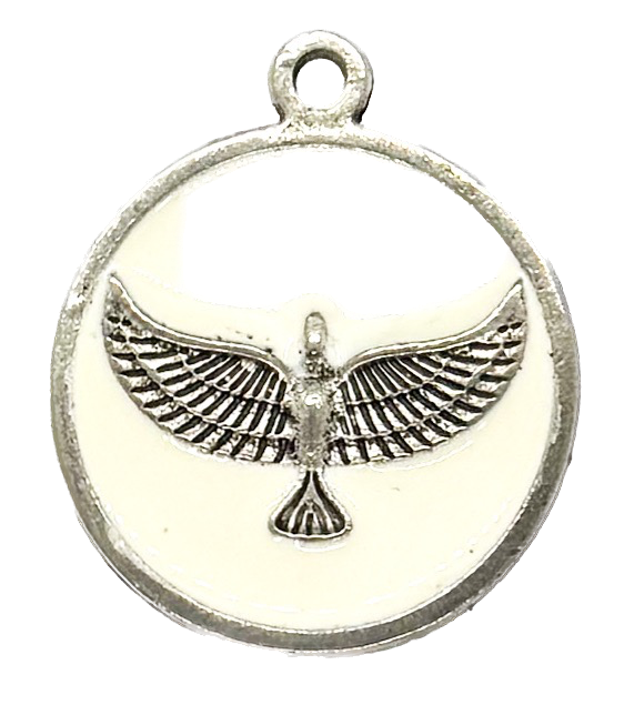 Dije esmaltado niquel medalla águila blanco x 1un.  