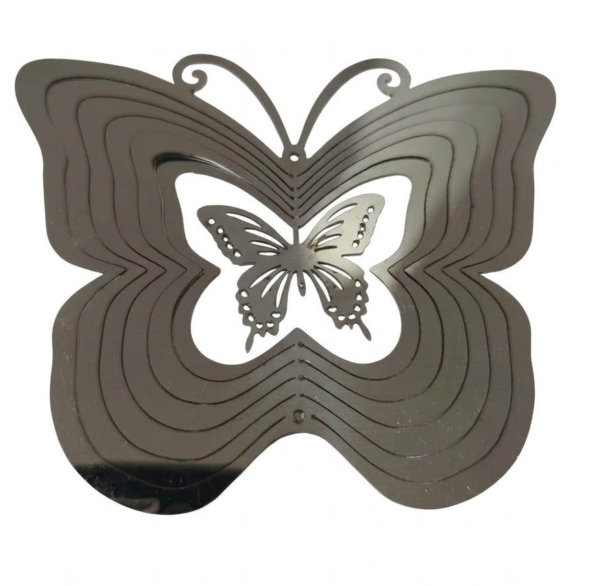 Mandala viento acero inoxidable mariposa 22cm