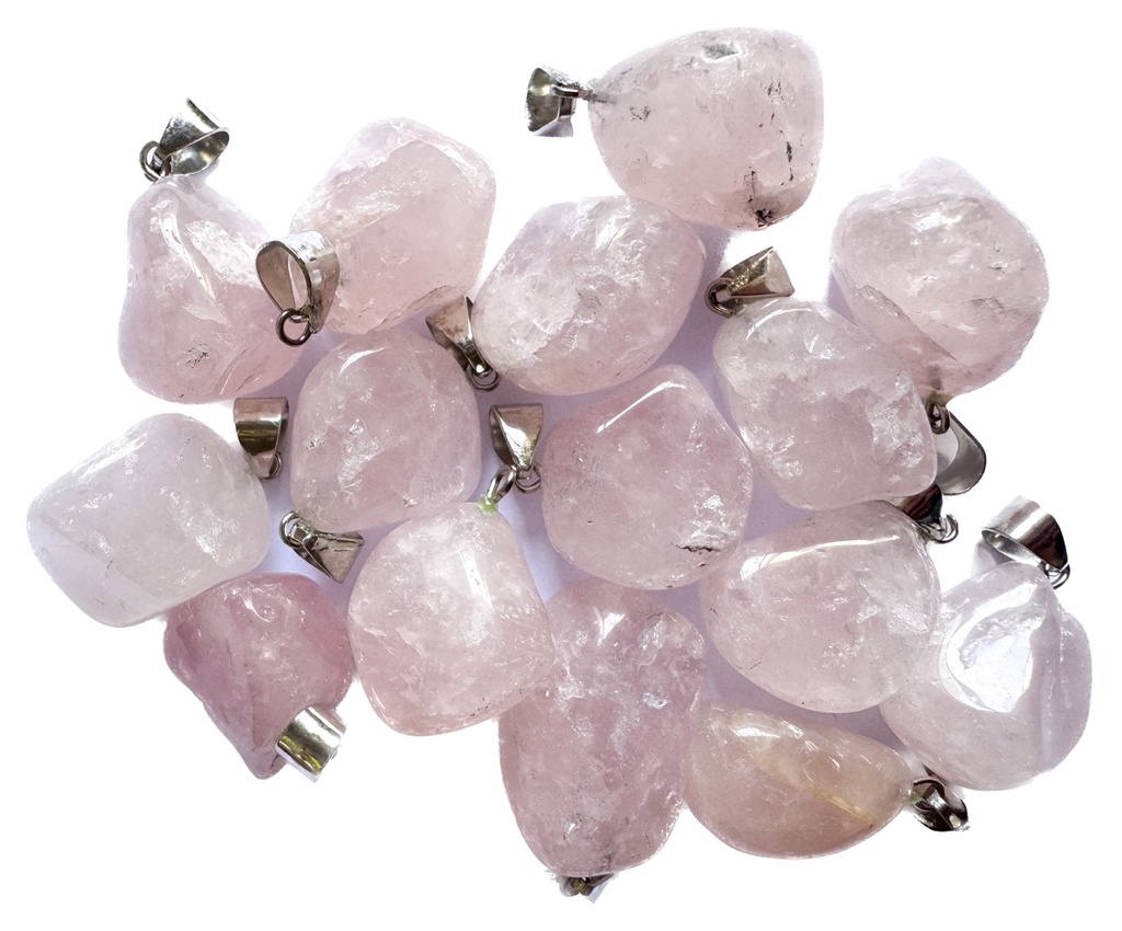 Dije piedra cuarzo rosa c/pitón x 1 un.