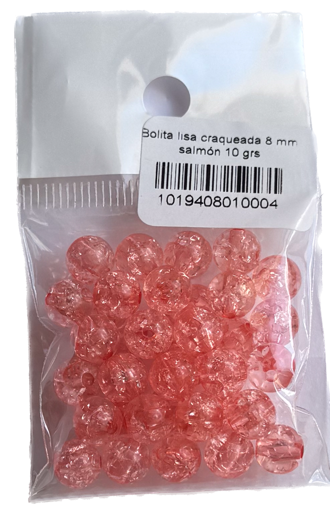 Bolita lisa craquelada 8 mm salmón 10 grs  