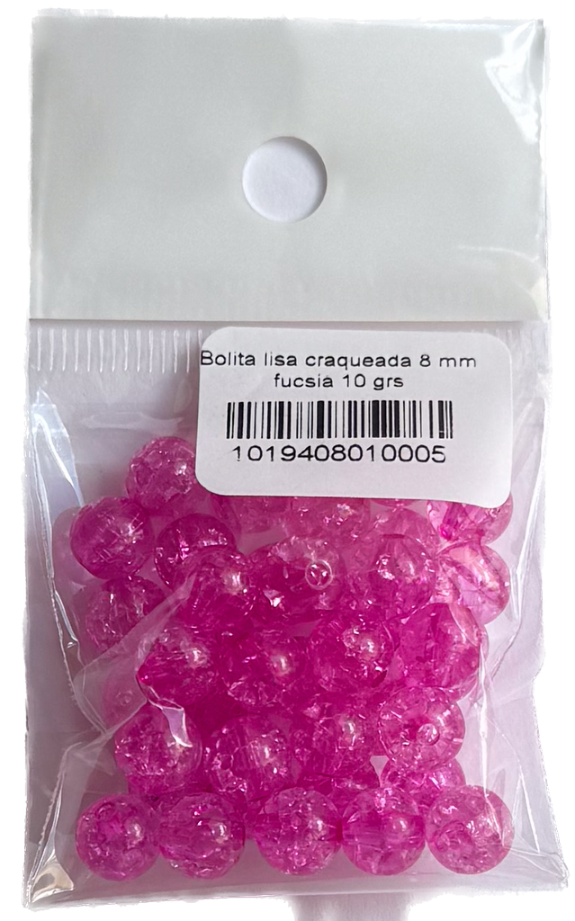 Bolita lisa craquelada 8 mm fucsia 10 grs   