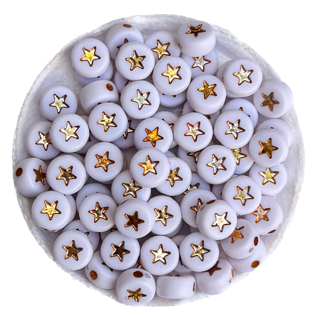Pástico Estrella plano 7mm blanca c/dorado x 10 gr.  