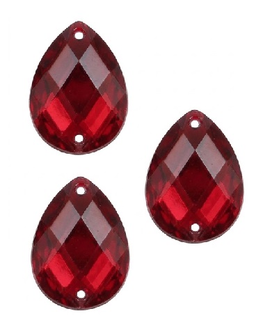 Gema acrílica gota 13x18mm rojo x 25 un.  