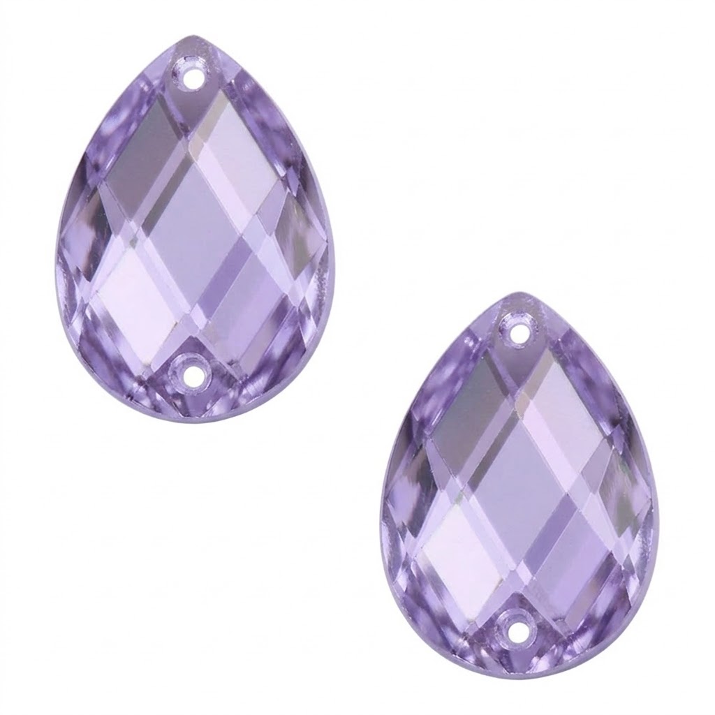 Gema acrílica gota 10x14mm lila x 100 un.  