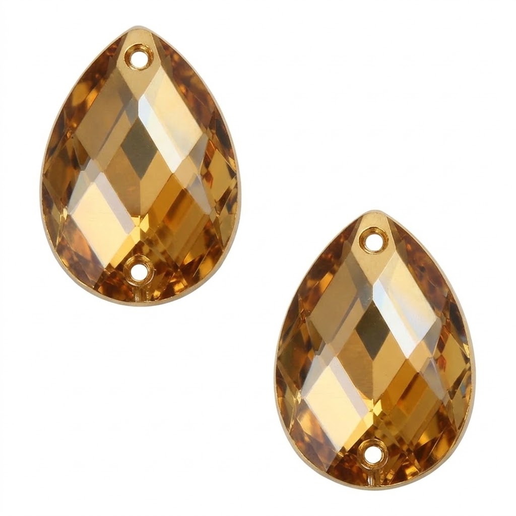 Gema acrílica gota 10x14mm caramelo x 100 un.    