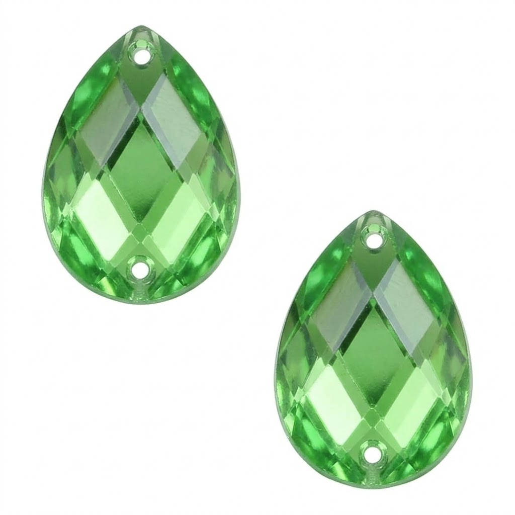 Gema acrílica gota 10x14mm verde manzana x 100 un.     
