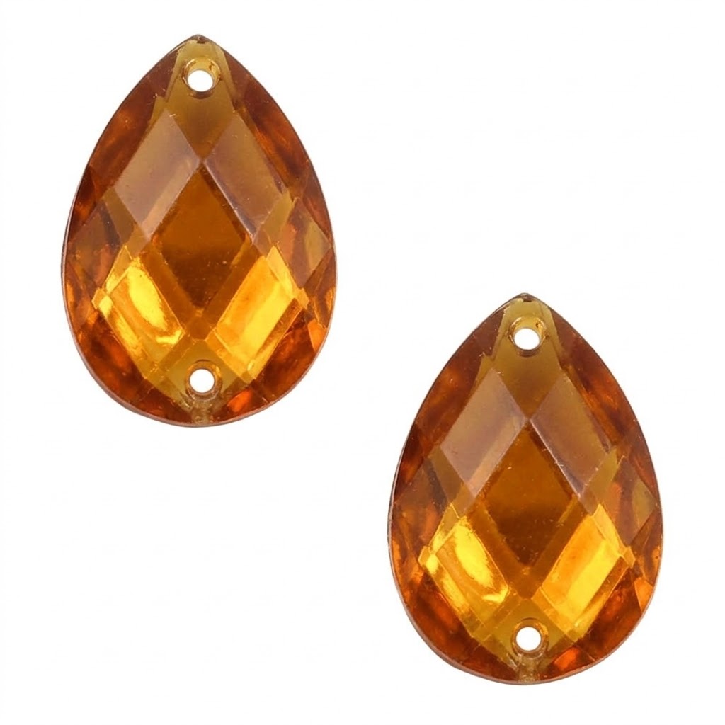 Gema acrílica gota 10x14mm dorado x 100 un.      