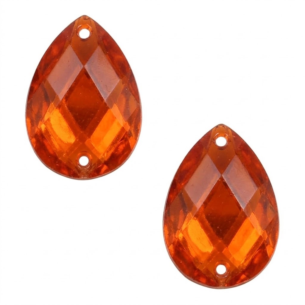 Gema acrílica gota 10x14mm naranja x 100 un.       