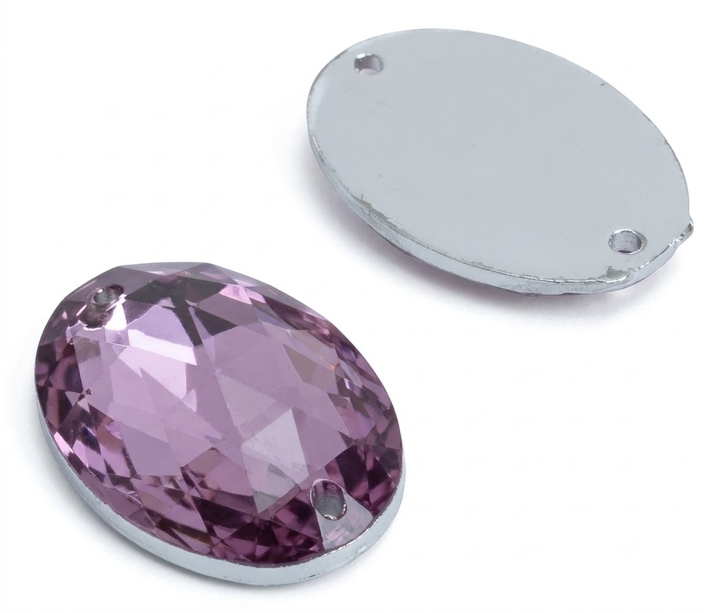 Gema acrílica oval 18x23mm lila x 25 un.   