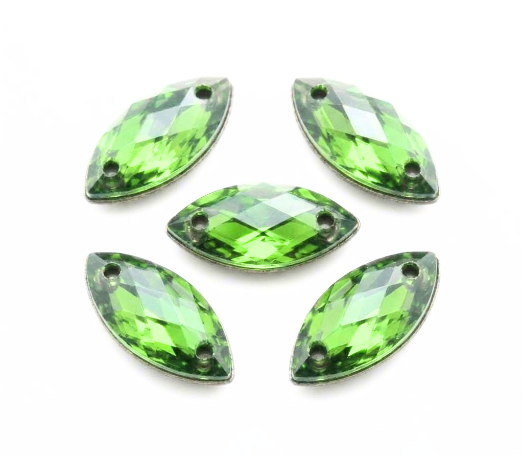 Gema acrílica elíptica 20x40mm verde manzana x 10 un.   