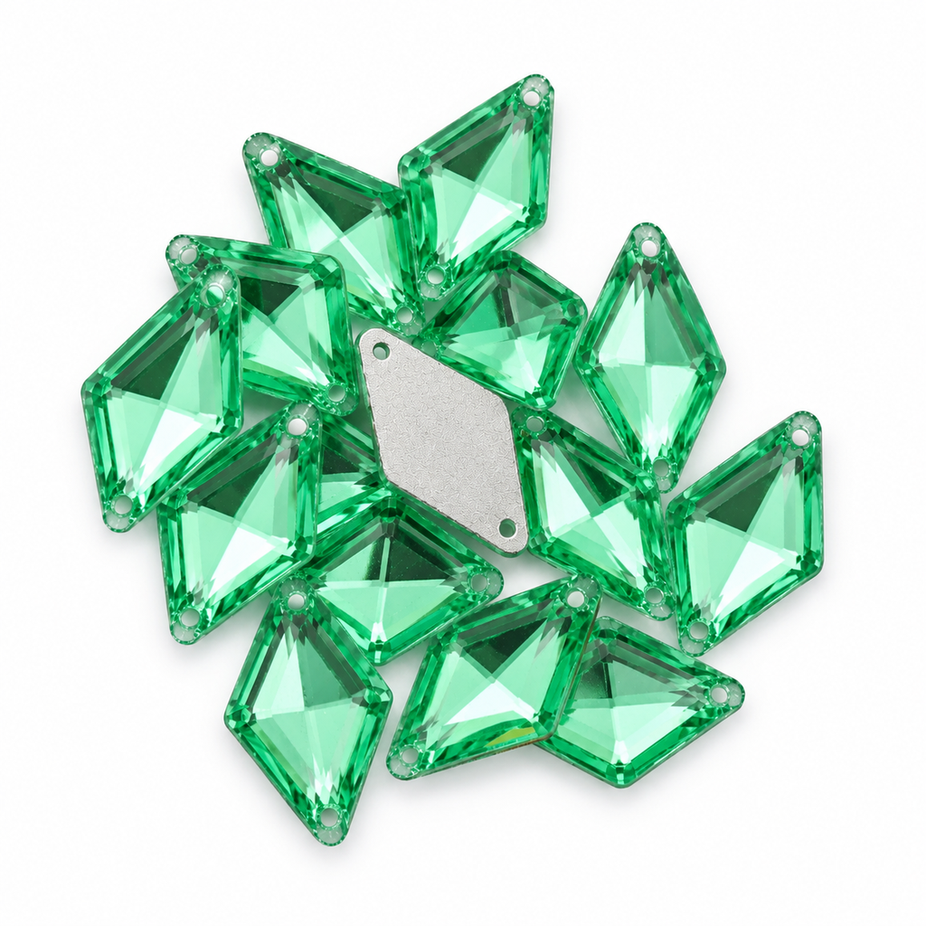 Gema acrílica rombo 14x24mm verde claro x 25 un. 