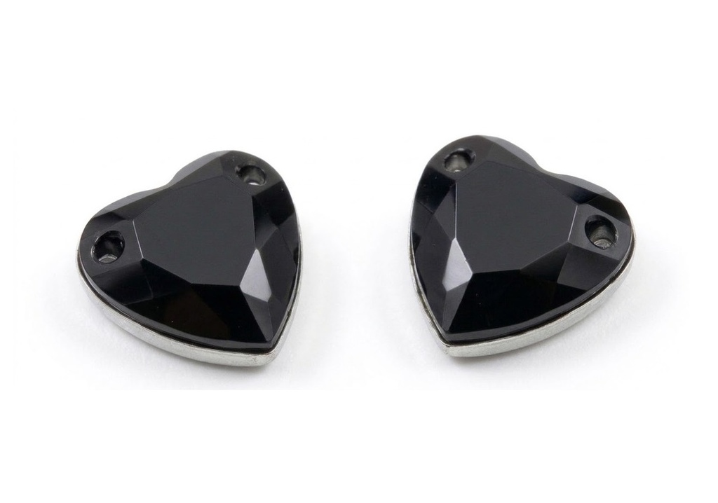 Gema acrílica corazón 14x14mm negra x 25 un.  