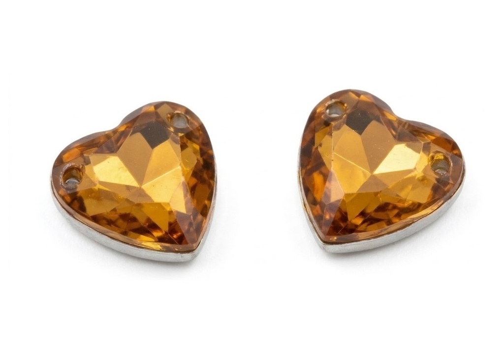 Gema acrílica corazón 14x14mm caramelo x 25 un.