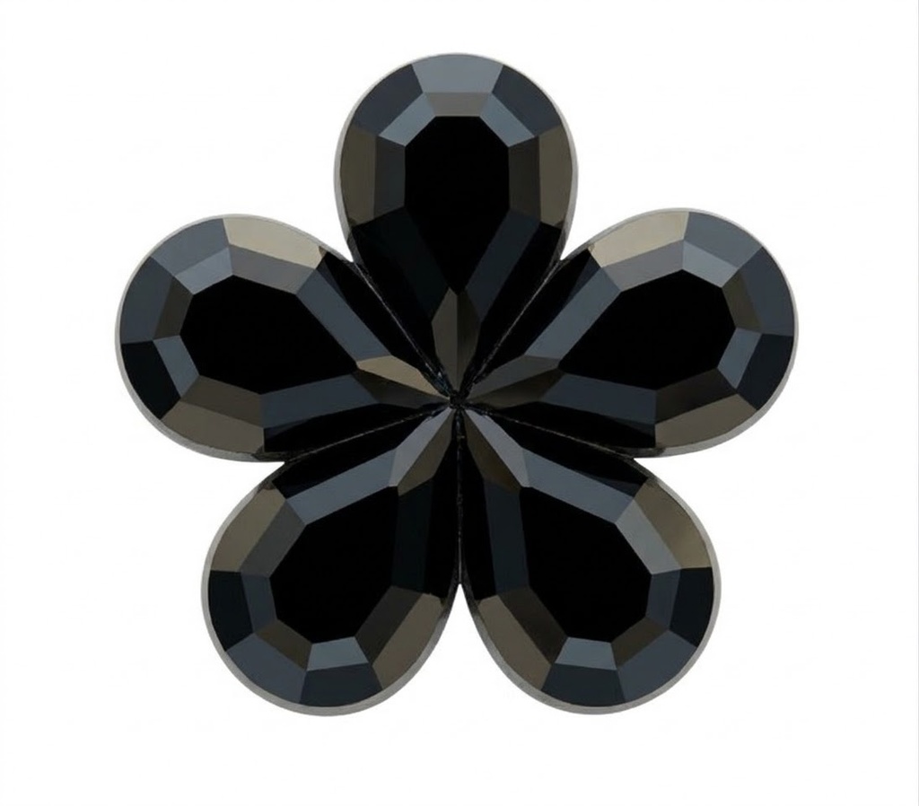Gema acrílica flor Nro21. 20x20mm negra x 30 un.