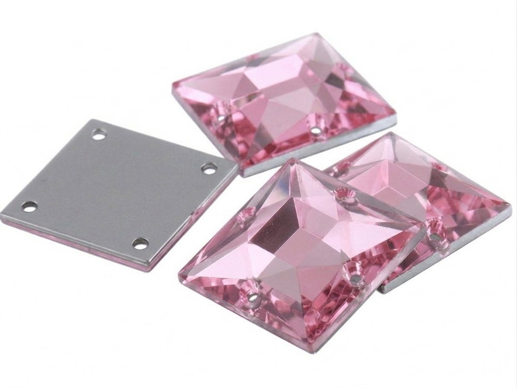 Gema acrílica cuadrada 25x25mm rosa x 10 un.  