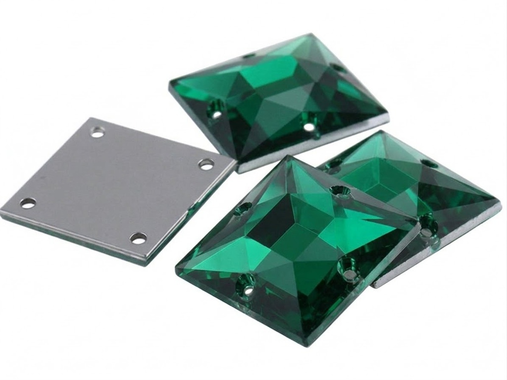 Gema acrílica cuadrada 25x25mm verde x 10 un.  