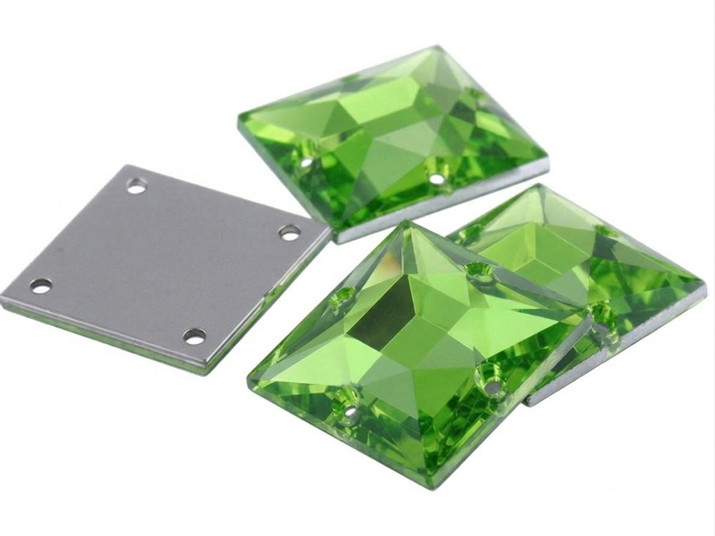 Gema acrílica cuadrada 25x25mm verde manzana x 10 un.  