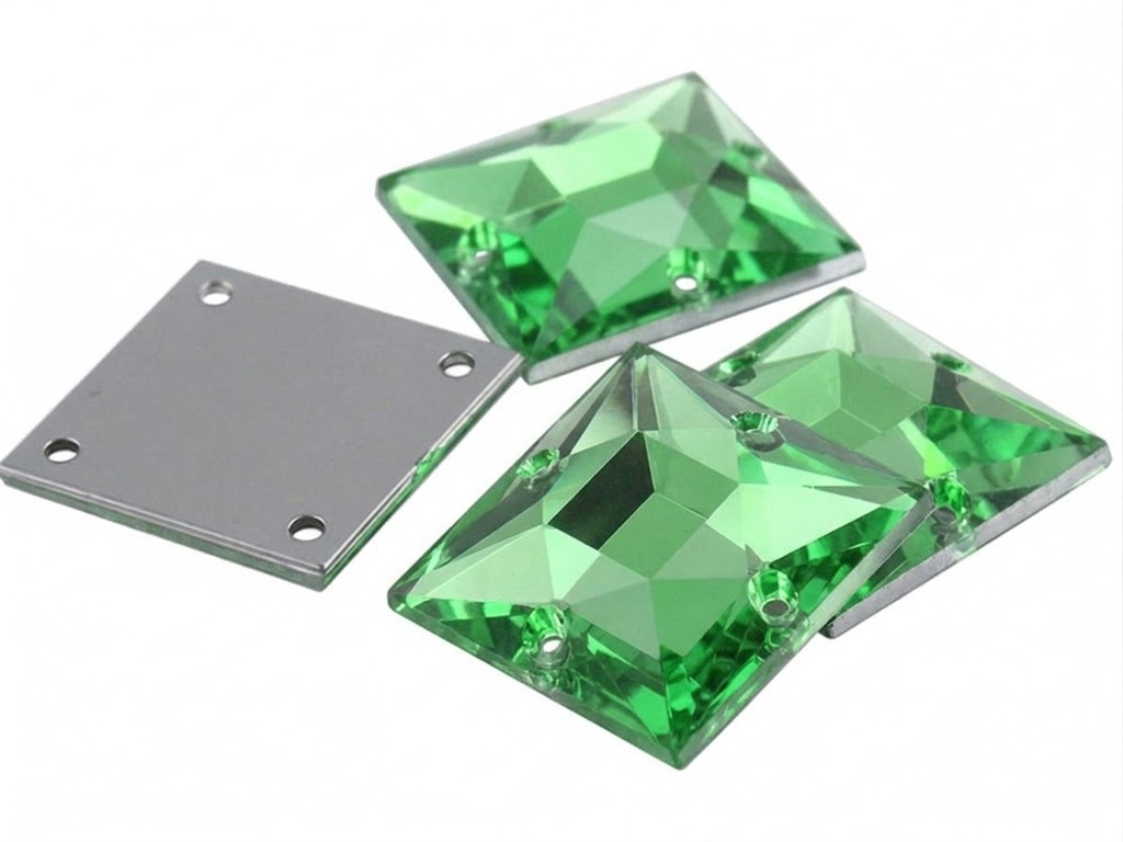 Gema acrílica cuadrada 25x25mm verde claro x 10 un.     