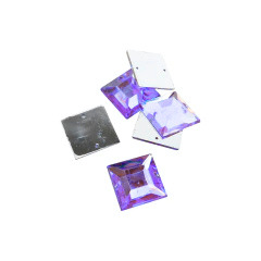 Gema acrílica cuadrada 16x16mm violeta x 30un.      