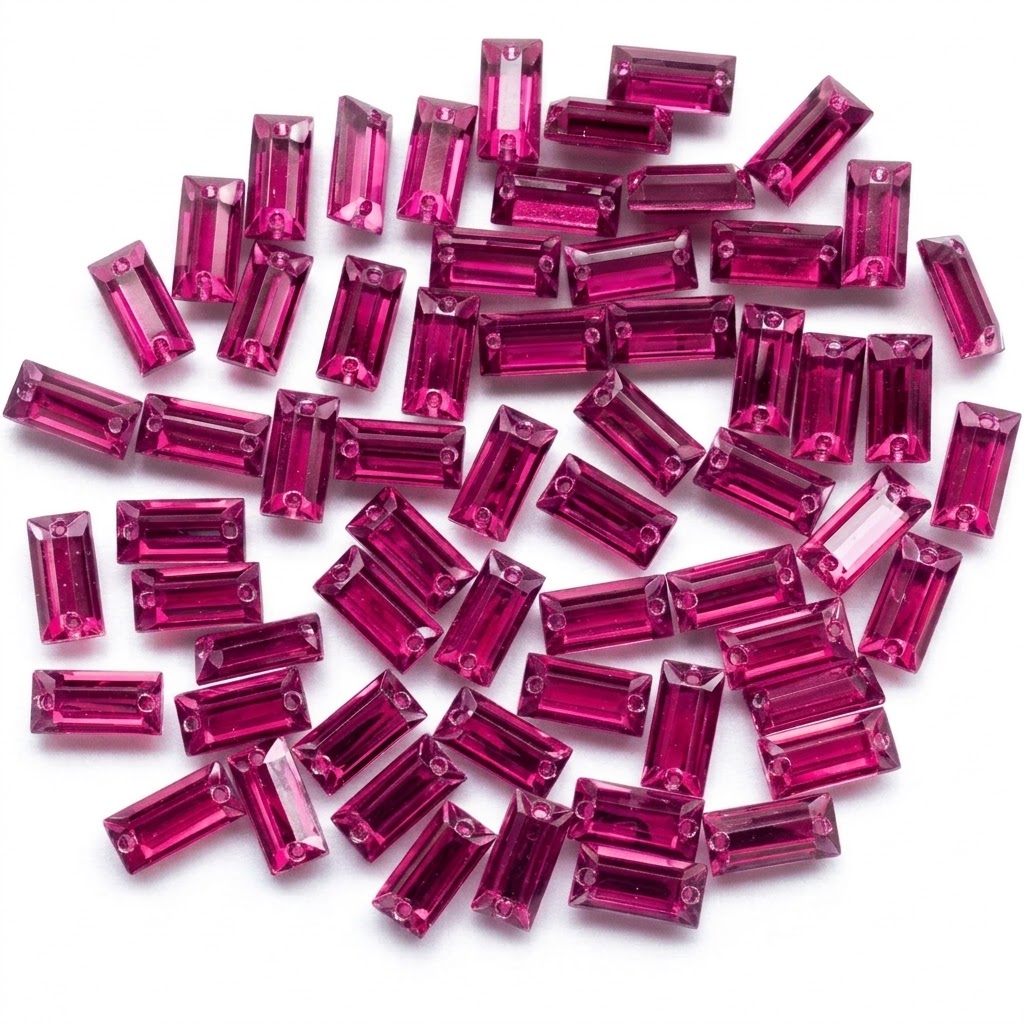 Gema acrílica rectangular 7x21mm fucsia x 50 un. 