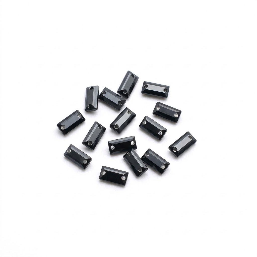 Gema acrílica rectangular 5x10mm negro x 100 un. 