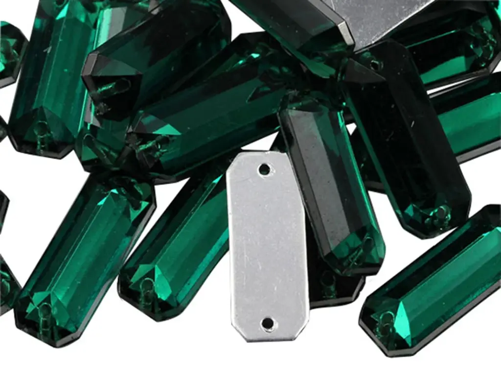 Gema acrílica rectangular 7x19mm verde x 50 un. 