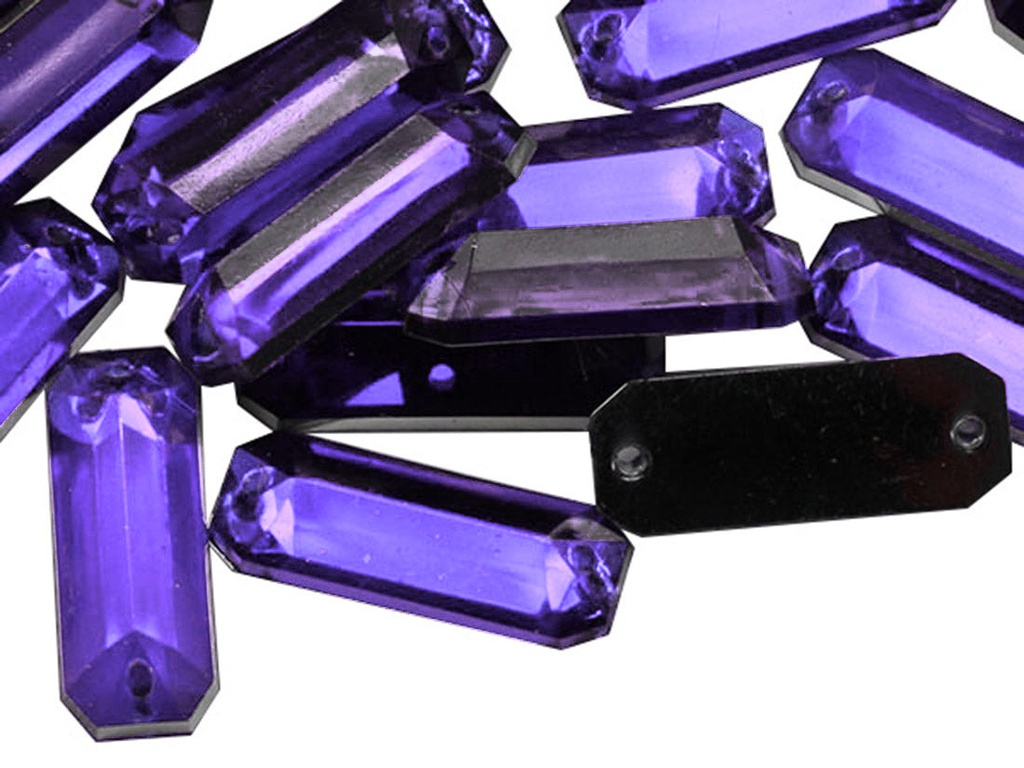 Gema acrílica rectangular 7x19mm lila x 50 un.      