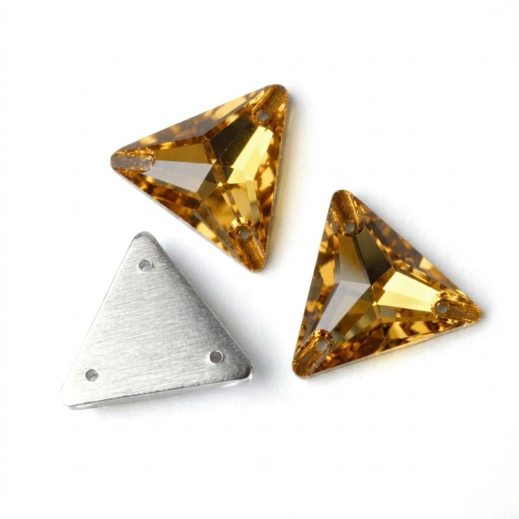 Gema acrílica triangular 24x24mm dorado x 20 un.   