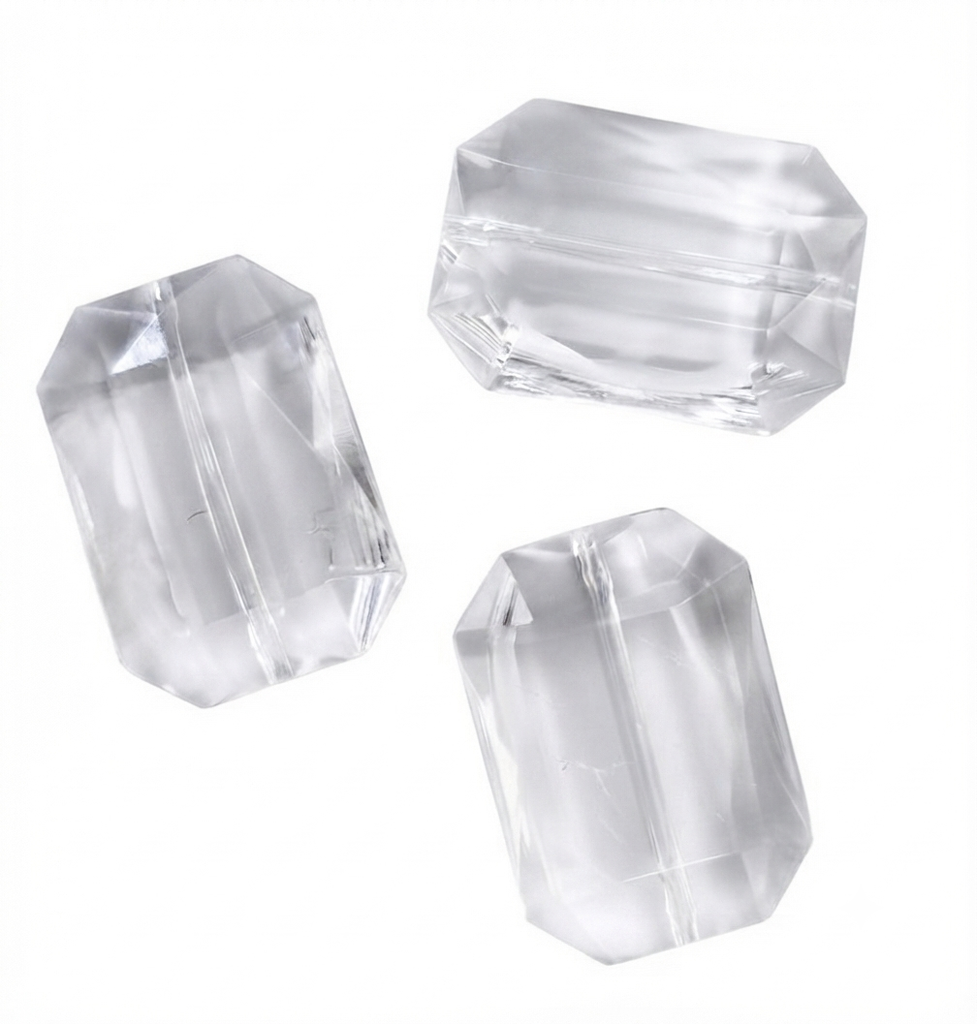 Cairel acrílico transparente rectángulo 30x23mm x 20gr.