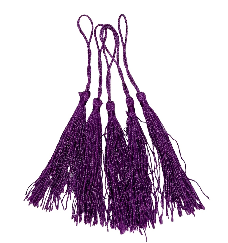 Fleco borla de seda lila x 5un 