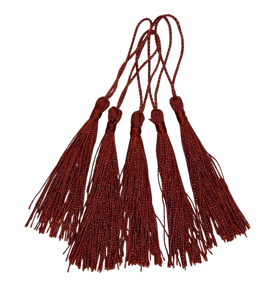 Fleco borla de seda ladrillo x 5un   