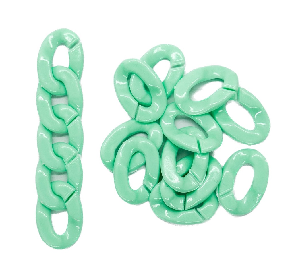 Eslabón acrílico 13mm aqua x 20gr. 