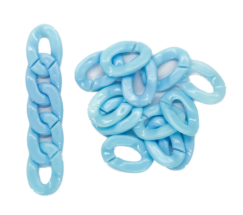 Eslabón acrílico 13mm celeste x 20gr.  