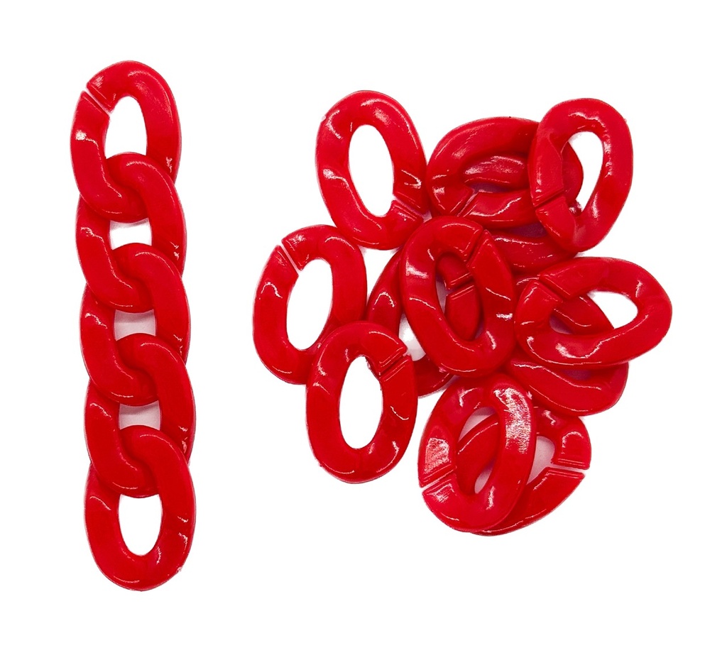 Eslabón acrílico 13mm roja x 20gr.   