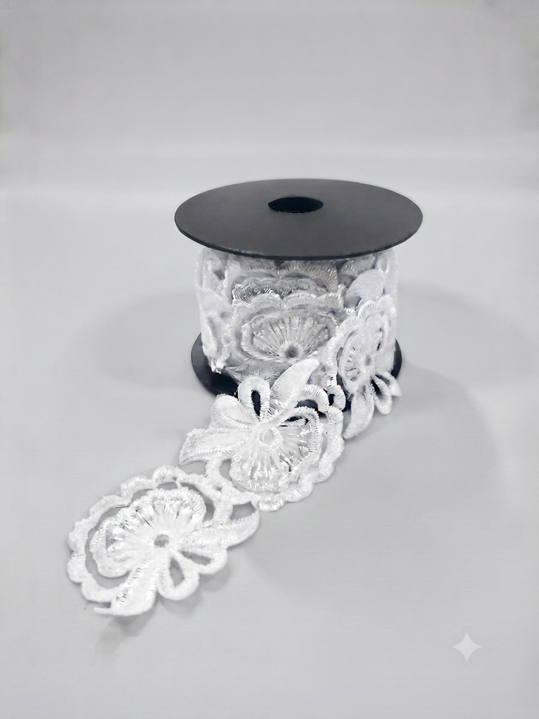 Galón broderie blanco 5cm x 1 mt 