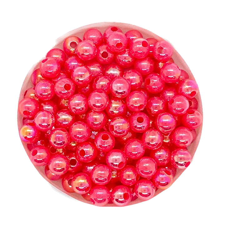 Perla plástica nacarada AB 6mm fucsia x 10gr