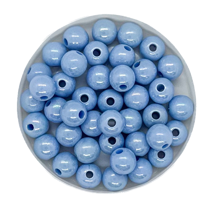 Perla plástica nacarada AB 8mm azul x 10gr 