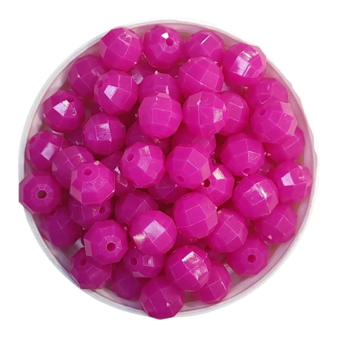 Bolita acrílica facetada fucsia oscuro opaco 8mm x 10g